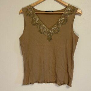 Ralph Lauren Womens Tank Top, Olive Green L